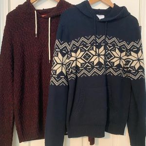 Two Sweaters Mens Medium 1. Red/Black 2. Blue/White